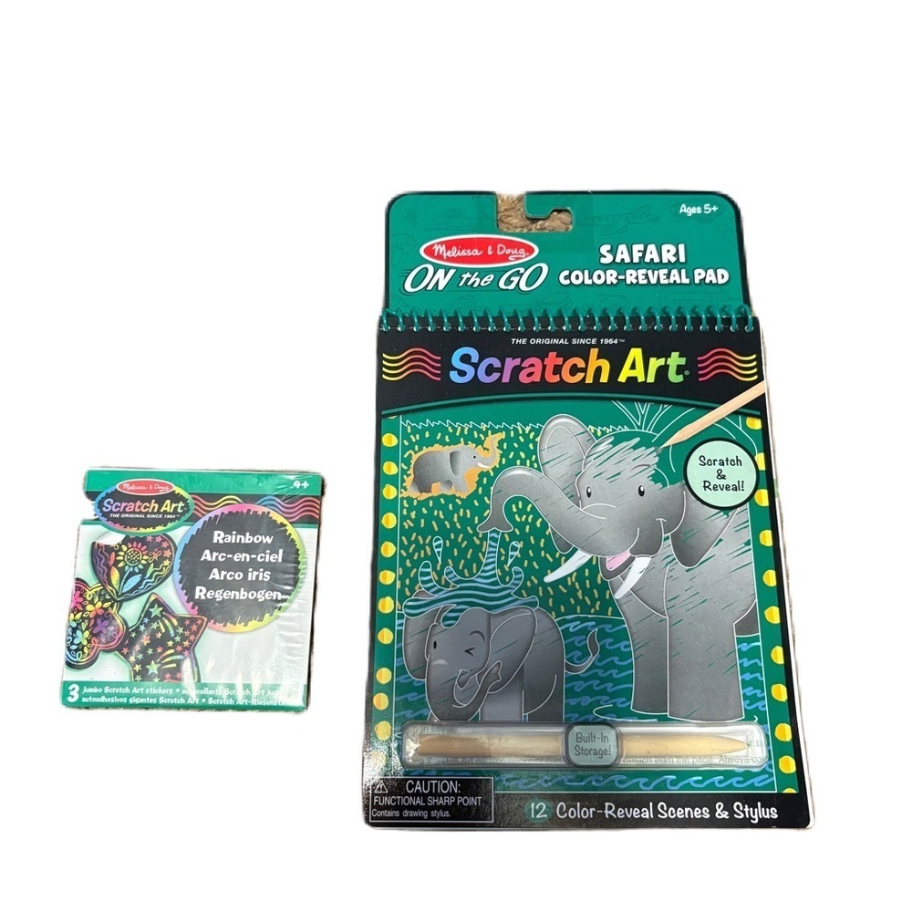 Melissa & Doug Safari Scratch Art Pad - Green and Black Bundle NEW